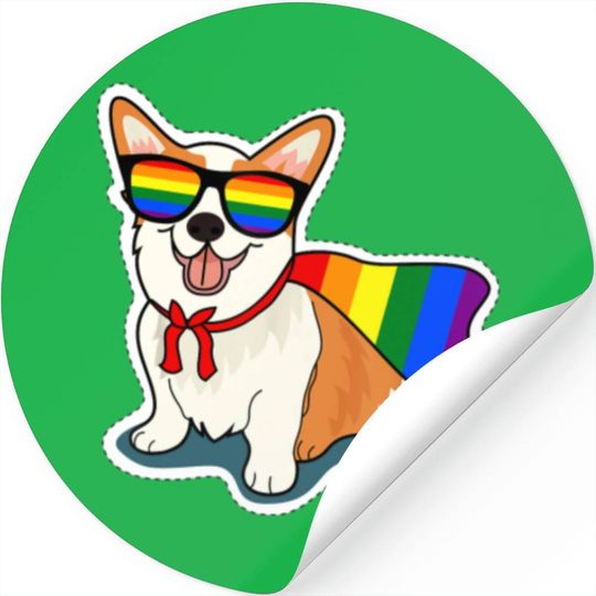 Gay Pride Flag Stickers Corgi Lgbtq Pride Month