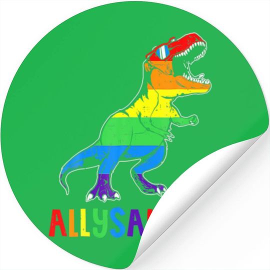 Dinosaur T Rex Lgbt Gay Pride Flag Allysaurus Ally T Stickers