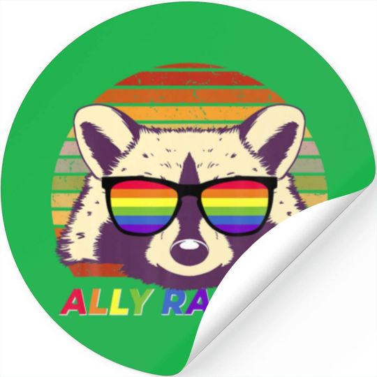 Ally Racoon Lgbt Gay Rainbow Pride Flag Men And Wo Stickers