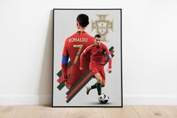 Messi & Ronaldo Chess Poster, Football Legends Canvas, Soccer