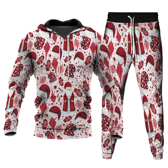 Discover Christmas Hat 3D Print Hoodie Jogger Sets, Christmas Gifts