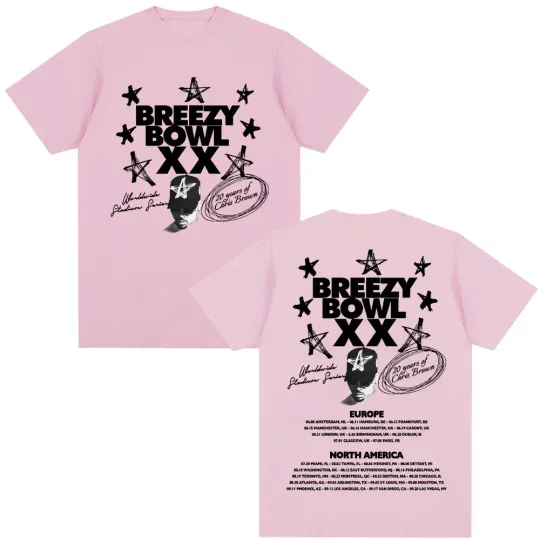 Discover Rapper Chris Brown Breezy Bowl XX Tour 2025 T-Shirt