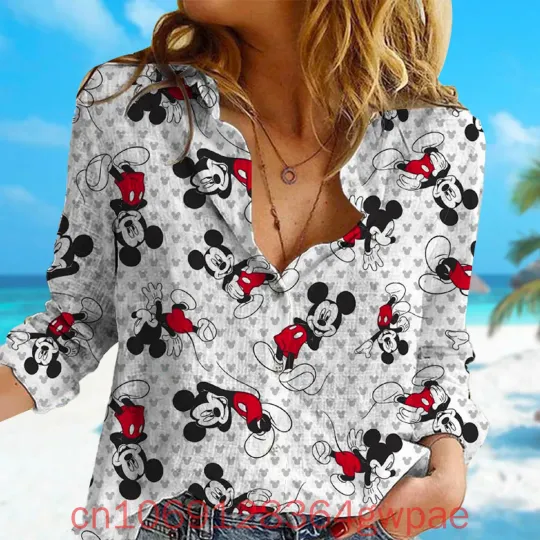 Discover Disneyyy Mickeyy Cruise Pirate Women's Casual Blouses Shirt