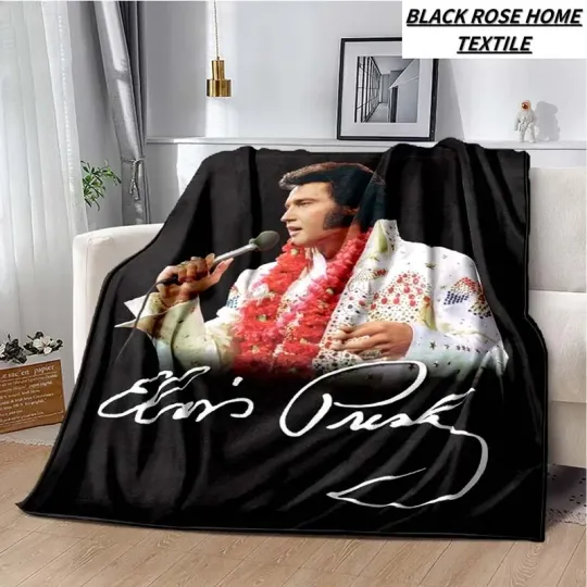 Discover Fashion Art Retro 3D HD Print E-Elvis-Presley Blanket Family Bedroom Plush Sleeping Blanket