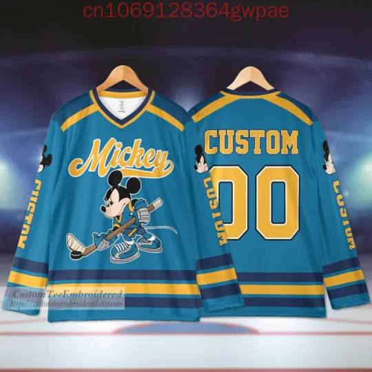 Discover Personalize Disneyyy Mickeyy Vintage Hockey Jersey, Gifts for Him, Her