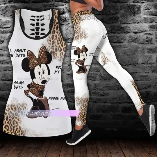 Discover Disneyyy Minniee Mickeyy Hollow Tank Top Legging Sets