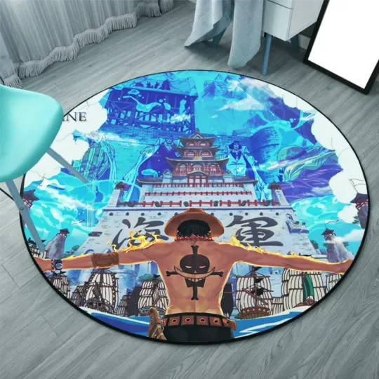 Discover One Piece Cartoon Round Floor Pad, Living Room Rug