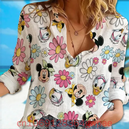 Discover Disneyyy Mickeyy and Friends Women's Casual Blouses Shirt