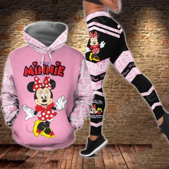 Discover Mickeyy mouse Hoodie and Leggings Suit women's Diseny Minniee Hoodie Yoga Pants Sweatpants Fashion Tracksuit set