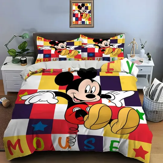 Discover Cartoon Mickeyy mouse Print Bedding Set, Room Decor