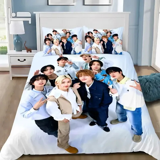 Discover Kpops Strays Kids Bedding Set, Bedroom Decor