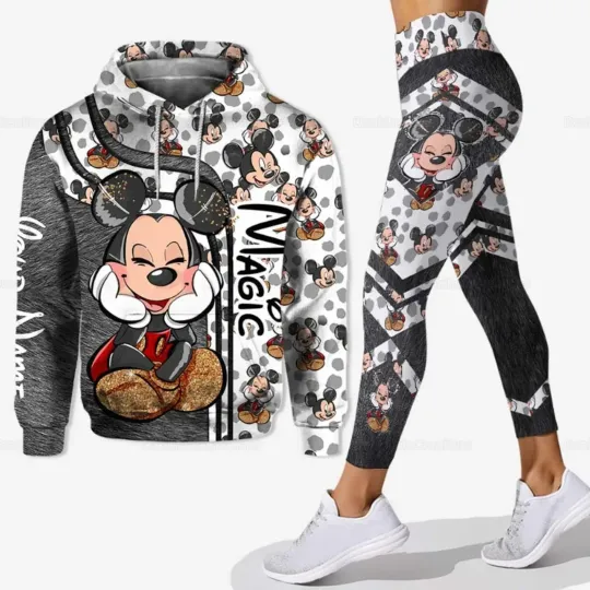 Discover Disneyyy Mickeyy Minniee Mouse 3D Hoodie Women's Hoodie Yoga Pants Set Mickeyy Yoga Sweatpants Hoodie Fashion Sports Suit
