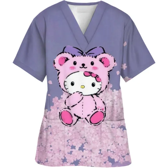 Discover Kawaii Nurse Uniform Scrubs Tops Womens Cartoon Scrubs Top
