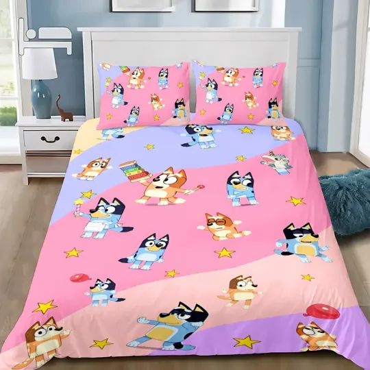 Discover Cartoon Blueys Bandit Chilli Bedding Sets, Gifts for Fans