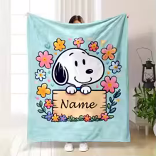 Discover Personalized Name Blanket Snoopy Print Blanket Four Seasons