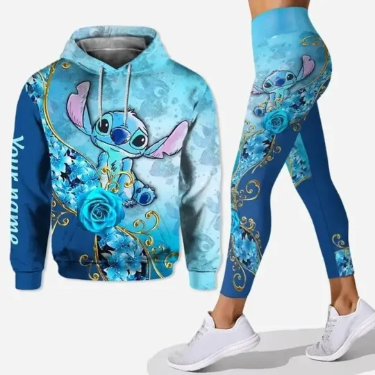 Discover Disneyyy Stitchh 3D Women's Hoodie Leggings Suit Stitchh Yoga Pants  Fashion Sports Suit Disneyyy Women Yoga Suit