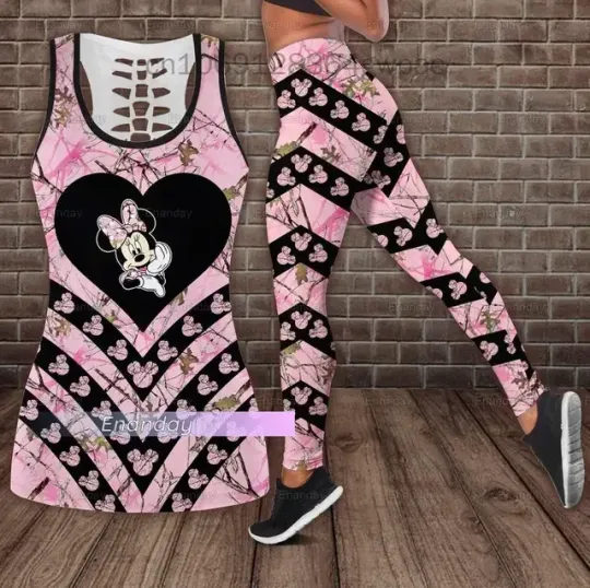 Discover Disneyyy Minniee Mickeyy Hollow Tank Top Legging Sets