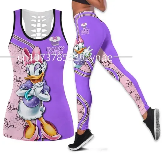 Discover Disneyyy Donald Duckk Women Book Hollow Vest + Women Leggings Yoga Suit