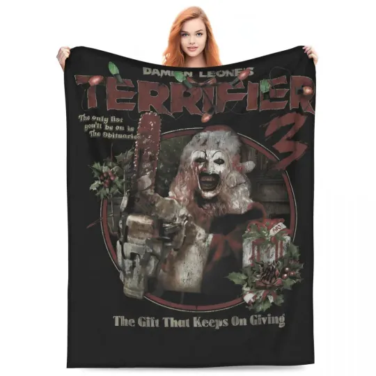 Discover TERRIFIER 3 Comic Con Teaser Fleece Blanket