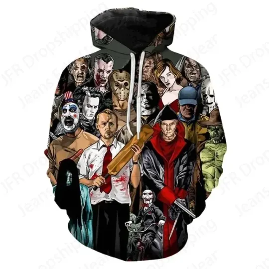 Discover Horror Movie Halloween 3D Hoodie, Halloween Costume