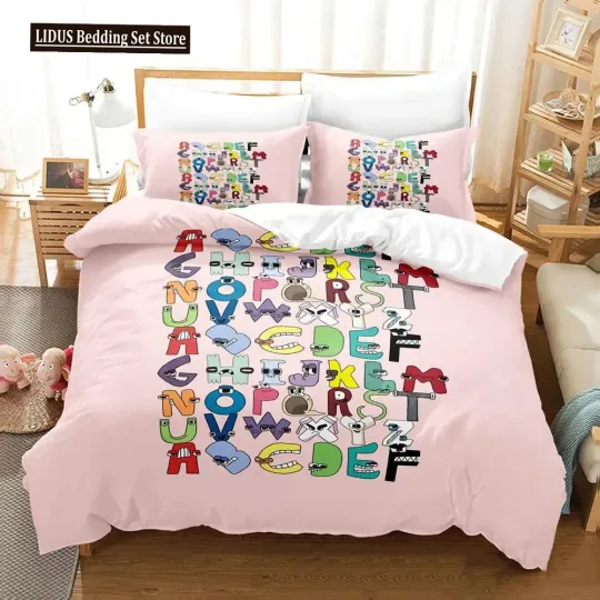 Discover Cartoon Alphabet Lore A-Z Bedding Set. Gifts for Boys Girls