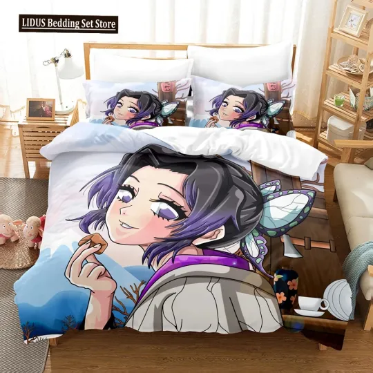 Discover 3D Print Kochou Shinobu Bed Linen Anime demon Bedding Set