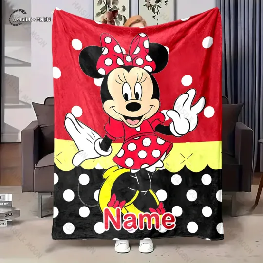 Discover Personalized Blankets with Names, Custom Names Blankets , Disneyyy Cute Minniee Mickeyy Print Blanket Special Gifts