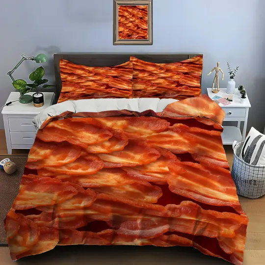 Discover Meat Bacon Food Print Bedding Set, Home Decor