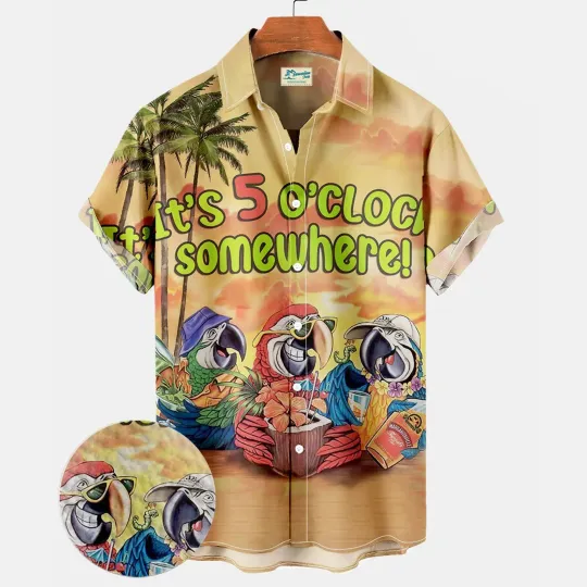 Discover Summer Floral Parrot Hawaiian, Summer Vacation Hawaiian