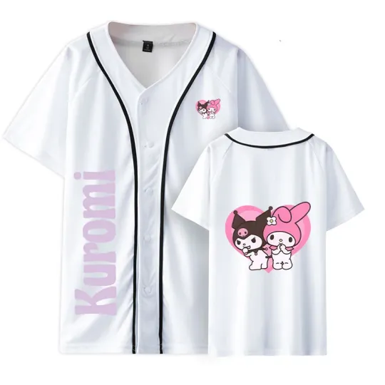 Discover Sanrios Kuromi Melody Baseball Jersey, Anime Summer Gifts