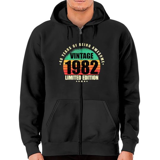 Discover Hoodies com Fecho-éclair Unissexo 1982 40 Years Of Being Awesome