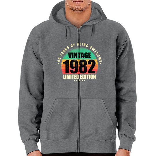 Discover Hoodies com Fecho-éclair Unissexo 1982 40 Years Of Being Awesome
