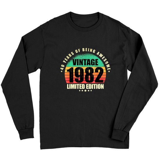 Discover Camisola de Mangas Compridas Unissexo 1982 40 Years Of Being Awesome