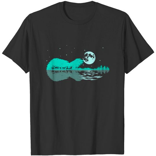 Discover T-shirt Unissexo Guitarra com Noite no Lago