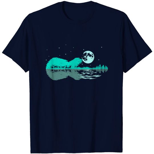 Discover T-shirt Unissexo Guitarra com Noite no Lago
