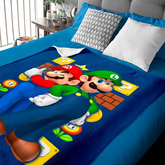 Discover Mario Baby Blankets Nintendo Super Mario Luigi Thumbs Up Graphic