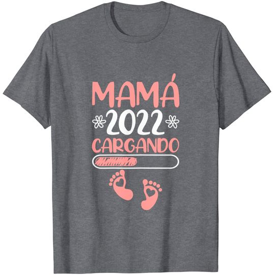 Mulher Mamã 2022 a Carregar Bebé Grávida 2022 T-Shirt Camiseta Mangas Curtas Prévision 2022