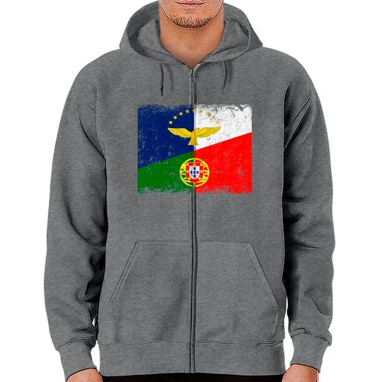 Discover Hoodies com Fecho-éclair Unissexo com Bandeira de Açores Portugal