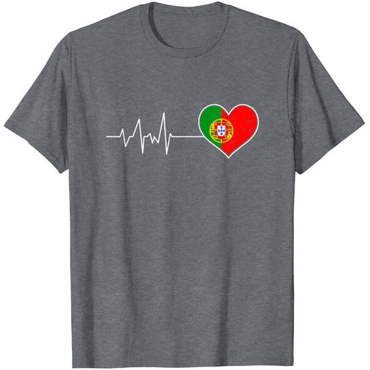 T-shirt para Homem e Mulher Batimento de Coração com Futebol de Portugal