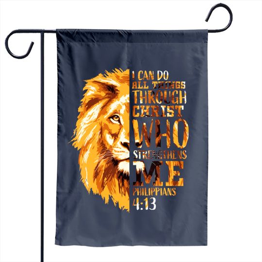 Discover Mens Philippians 4:13 Christian Bible Verse Gift Lion Garden Flag