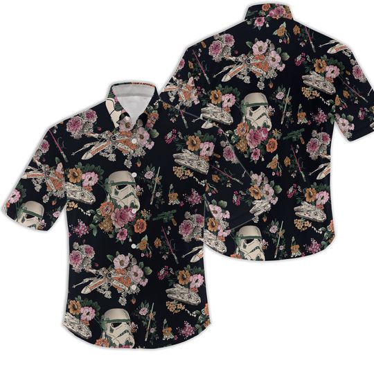 Discover 3D Tropical Floral Stormtrooper Button Shirt Tropical Hawaiian Shirt