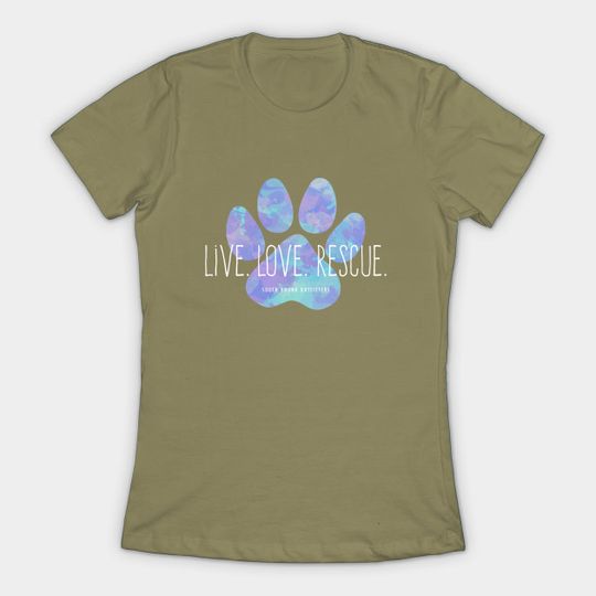 Discover Live Love Rescue Blue Dog Paw - Dog - T-Shirt