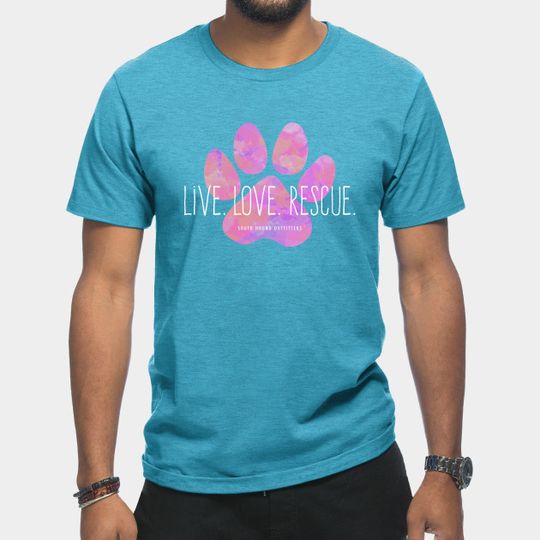 Discover Live Love Rescue Pink Paw Print - Dog - T-Shirt