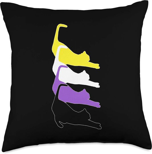Discover Nonbinary Cat Gifts Nonbinary Flag Animal Genderfluid Enby Cat Lovers Throw Pillow