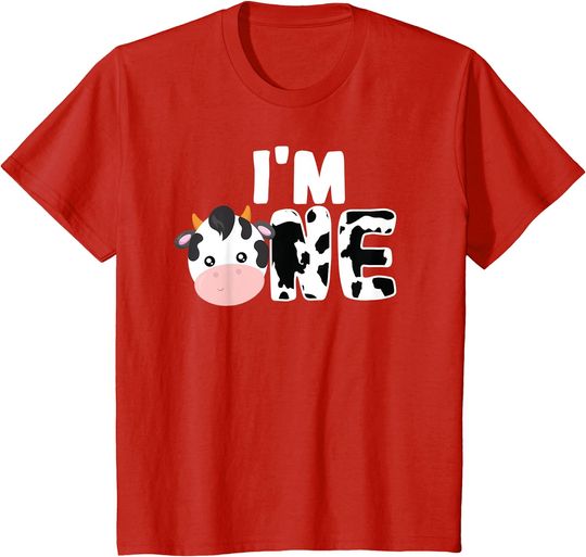 Discover I'm One Age 1 Cow Farm Theme Birthday Gift 1 Yrs Old Shirt