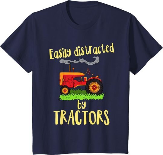 Discover Kids Easily Distracted by Tractors Toddlers Boys Girls Tractor T-Shirt