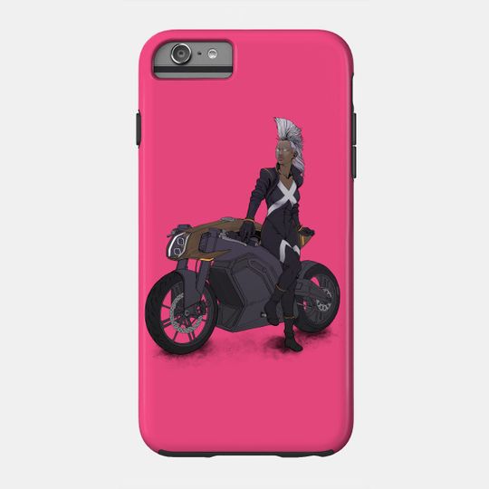 Discover Mohawk Woman On Motorcycle - Black - Phone Case