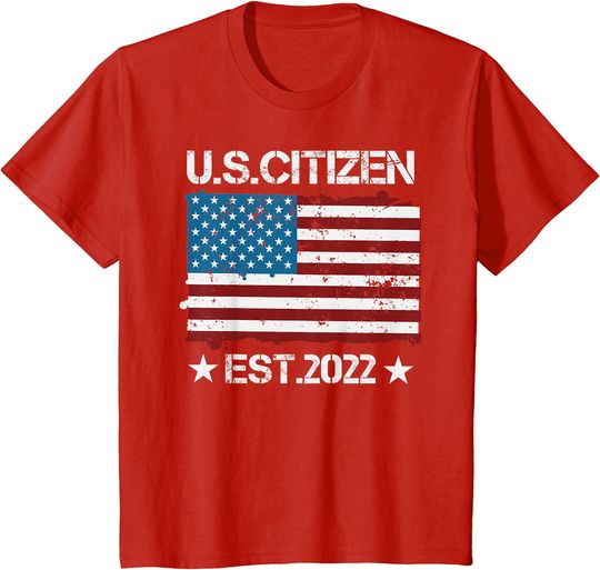 Discover Proud US CITIZEN EST 2022 American Flag American Citizenship T-Shirt