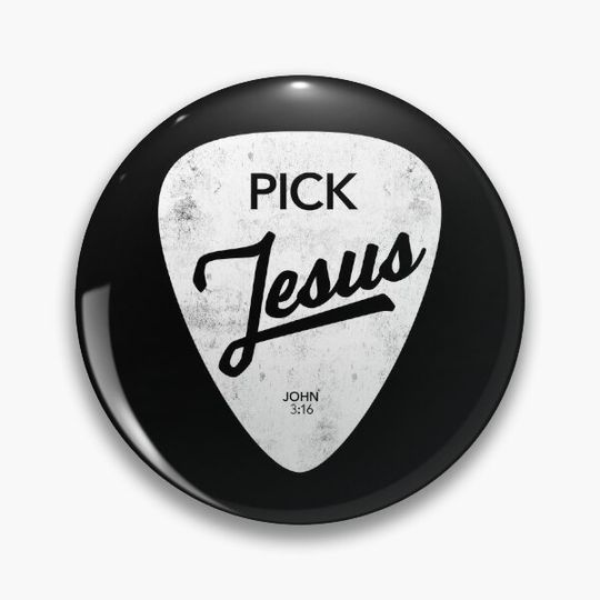 Discover Pick Jesus Christian Design Pin Button