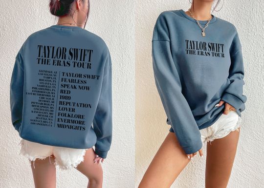 Discover Taylor Eras Tour - Blue Crewneck Sweatshirt